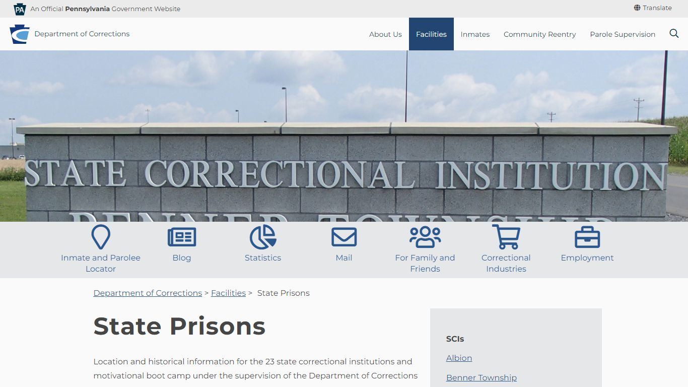 State Prisons - Pennsylvania Department of Corrections