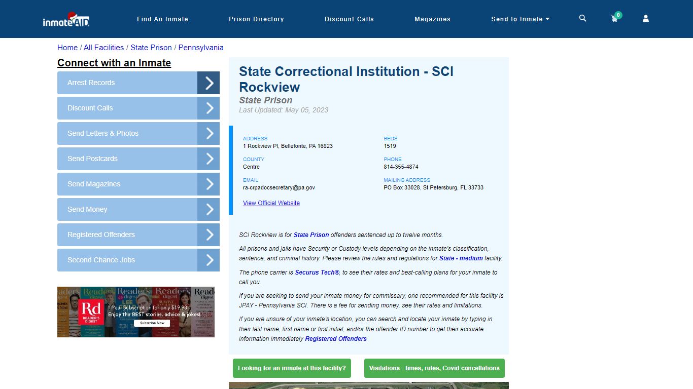SCI Rockview & Inmate Search | Visitation - Bellefonte