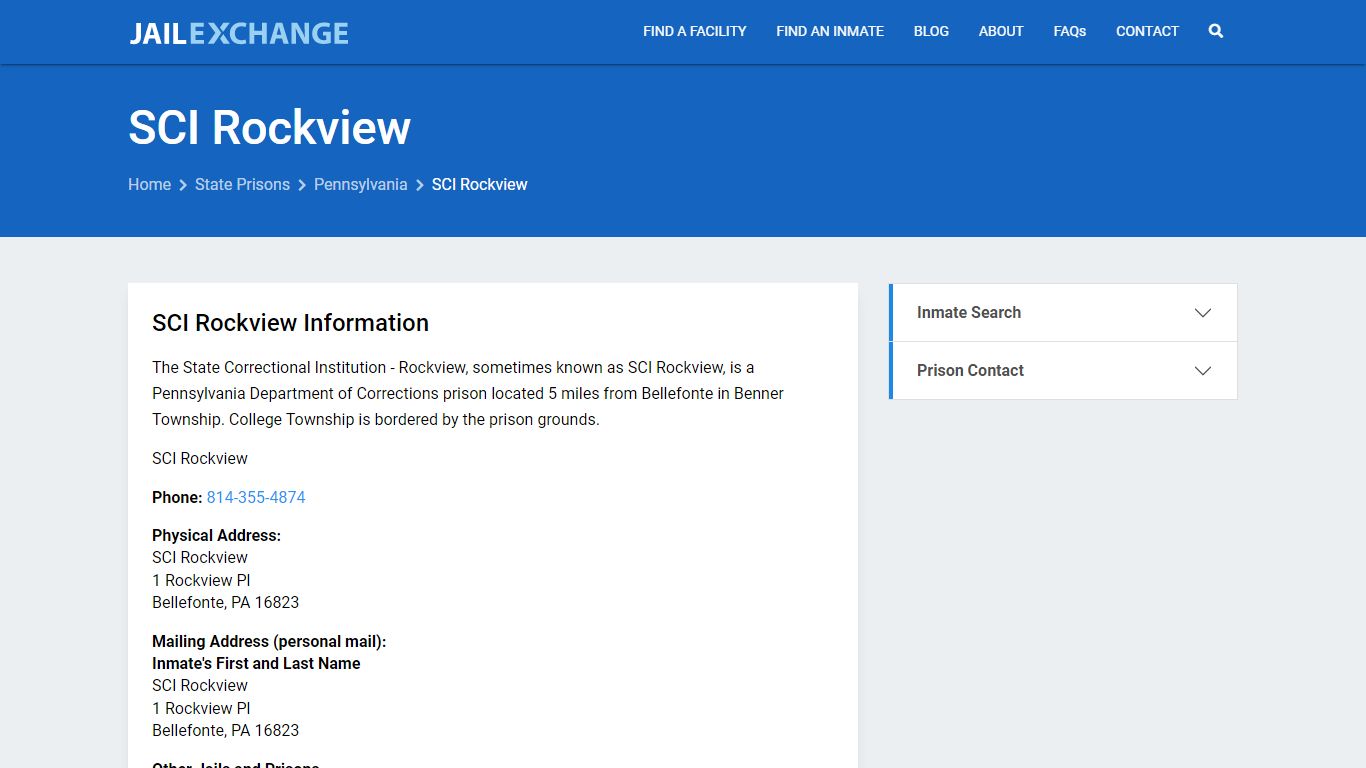 SCI Rockview Inmate Search, PA - Jail Exchange
